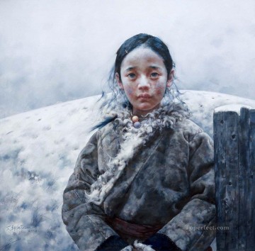 中国 Painting - ガールAXチベット